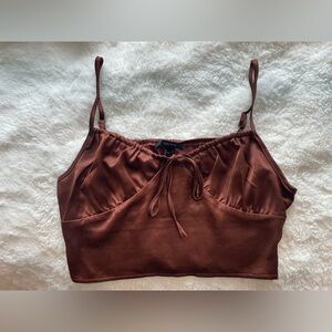 Forever 21 Brown Tie Front Crop Top Size Large